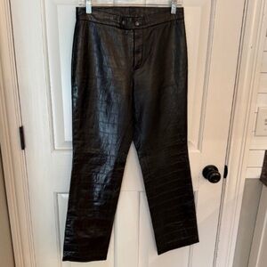Ralph Lauren black label genuine embossed Leather Pant Black 45699